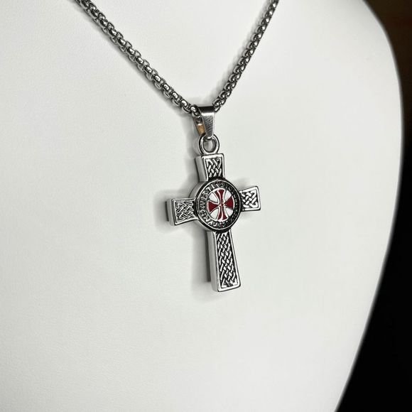 Crusade Cross Pendant Necklace Mens Womens 316l Stainless Steel Waterproof Cross - Picture 2 of 7